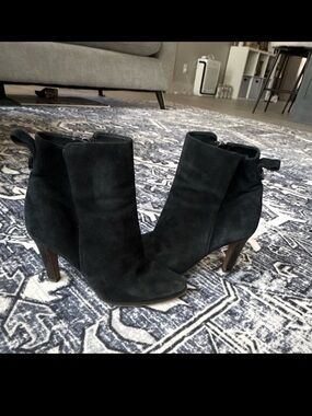 Coach Black Suede Ankle Booties with Heel